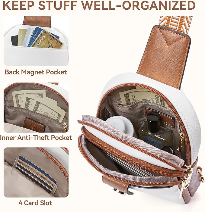 BOSTANTEN Small Sling Bag Crossbody Bags for Women Trendy Crossbody Purse Leather Chest Bag