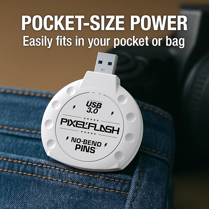 PixelFlash CF Card Reader (White) - Compact Flash Memory Card Adapter with USB 3.0, 5GB/s File Transfer, No-Bend Pins, Supports UDMA-7, Anti-Slip & Anti-Scratch, Compatible with Most Brands & OS