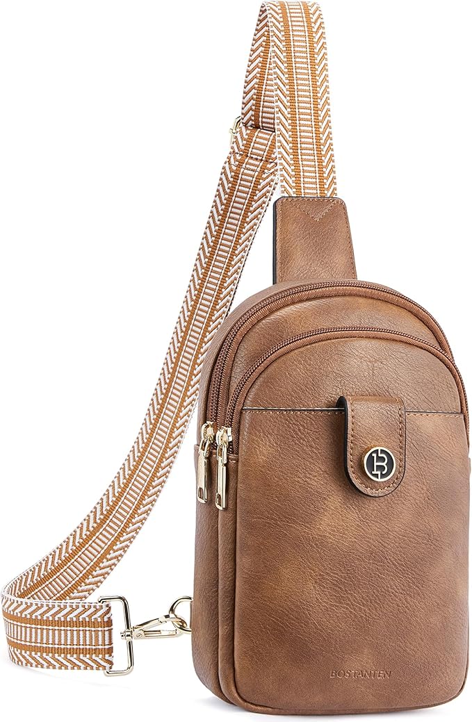 BOSTANTEN Small Sling Bag Crossbody Bags for Women Trendy Crossbody Purse Leather Chest Bag