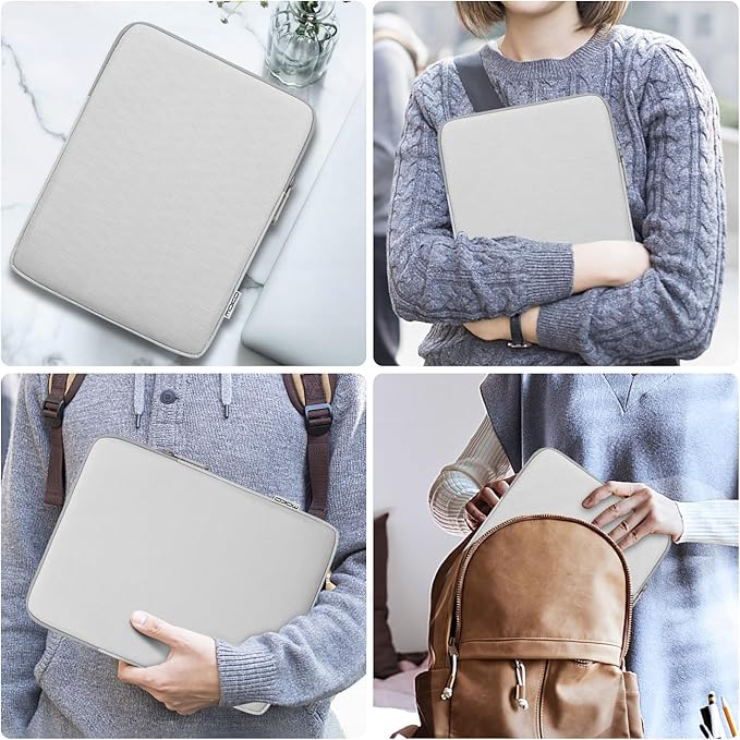 MoKo 9-11 Inch Tablet Sleeve Bag Carrying Case Fits New 11 inch iPad Air M3, iPad A16 2025, iPadPro 11 M4, Air 5/4/3, iPad10/9/8th Gen, Tab S8/S9 11", Gray + White