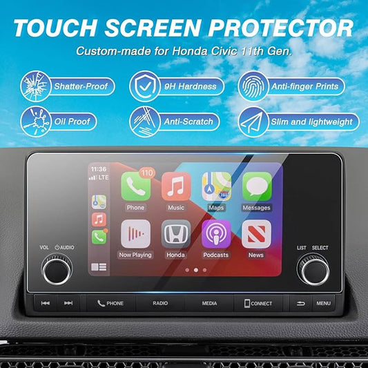 [Upgrade]Karltys Honda Civic/CR-V 2023-2025 2026 CRV Tempered Glass Screen Protector [No Glare & Fingerprint] for Models Sport LX EX 11th Gen 2022-2025 and CRV 7-Inch Touchscreen Accessories Car Radio Screen Cover