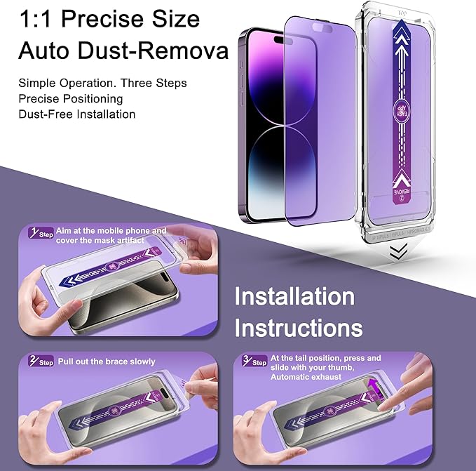 CHISHA 2-Pack Anti Blue Light Matte Screen Protector for iPhone 16 Plus and iPhone 15 Plus, Auto Dust Removal, No Bubbles, High Definition Clear, Easy Installation