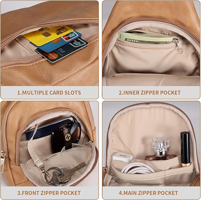 Crossbody Bags for Women Anti Theft Small Sling Handbag with Zipper Lock Vegan Leather RFID Blocking Chest Pure