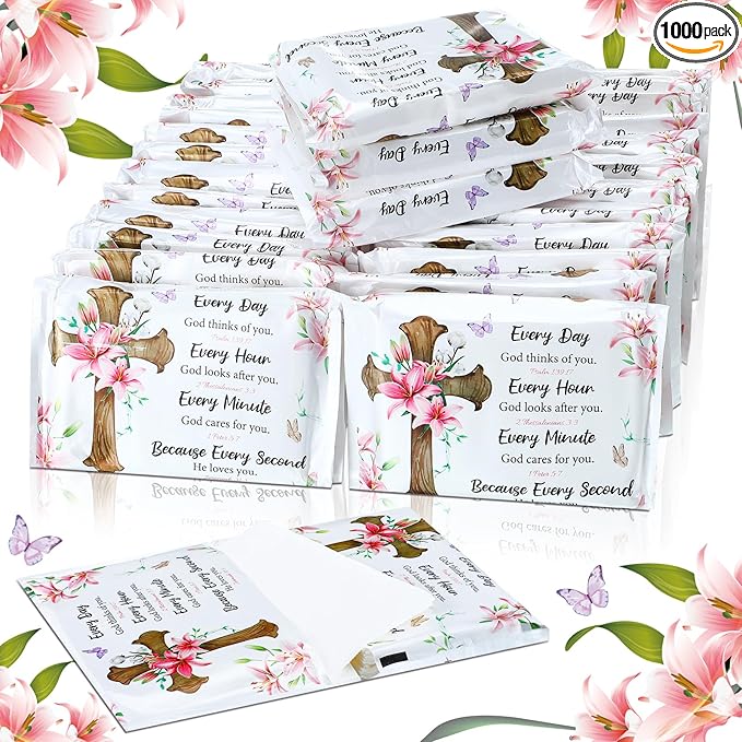 PerKoop 100 Packs Travel Size Tissues Disposable Pocket Facial Tissues Bulk for Travel Wedding Guest School Wallet Purse Home Supplies, 1000 Sheets 3 Ply(White Bible Cross)