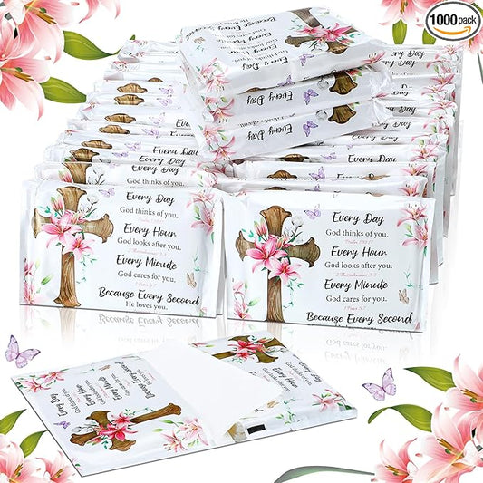 PerKoop 100 Packs Travel Size Tissues Disposable Pocket Facial Tissues Bulk for Travel Wedding Guest School Wallet Purse Home Supplies, 1000 Sheets 3 Ply(White Bible Cross)