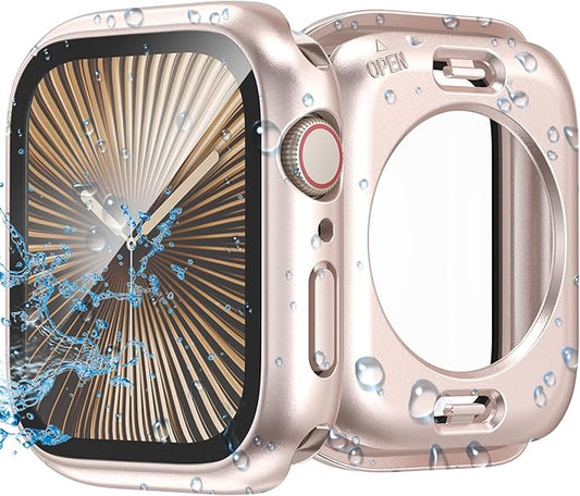 3 in 1 Waterproof Case for Apple Watch Screen Protector 44mm Series 4/5/6/SE/SE2/SE3(2025),with Tempered Glass 360° Protective Front and Back PC Bumper Cover Compatible iWatch 44mm