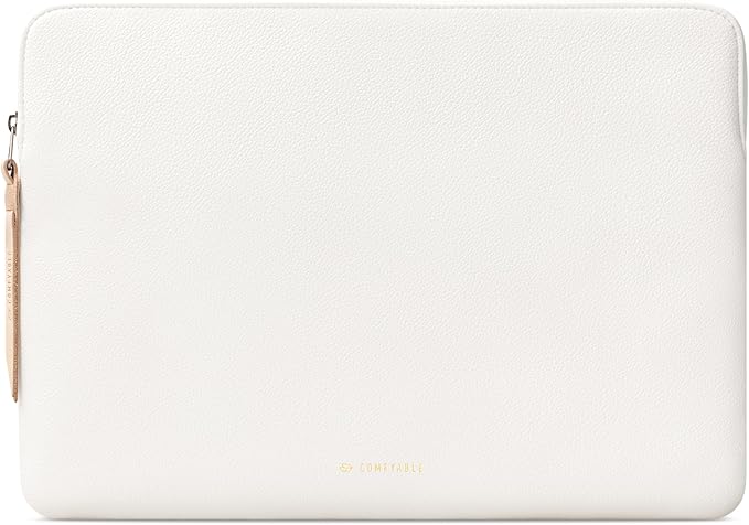 Comfyable Leather Laptop Sleeve Compatible with 16 Inch MacBook Pro M4 2024 & 15 Inch MacBook Air M4 M3 M2 2025, Rice