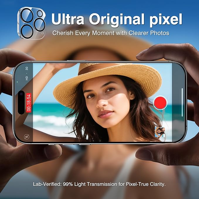 EZ-GLAZ- 4 Pack for iPhone 16 Pro Max Screen Protector[6.9"] With 2 Pack Camera Lens Protector, 9H+ Hardness 12FT Military Grade Shatterproof Scratch Resistant Durable Tempered Glass Film with Flawless Fit Kit, HD Clear