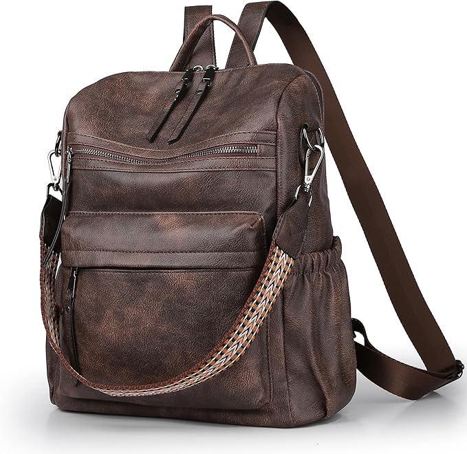 Dora & Liz Womens Backpack Purse Leather Fashion Travel Backpack Purse for Women Designer Ladies Shoulder Bags with Wristlet