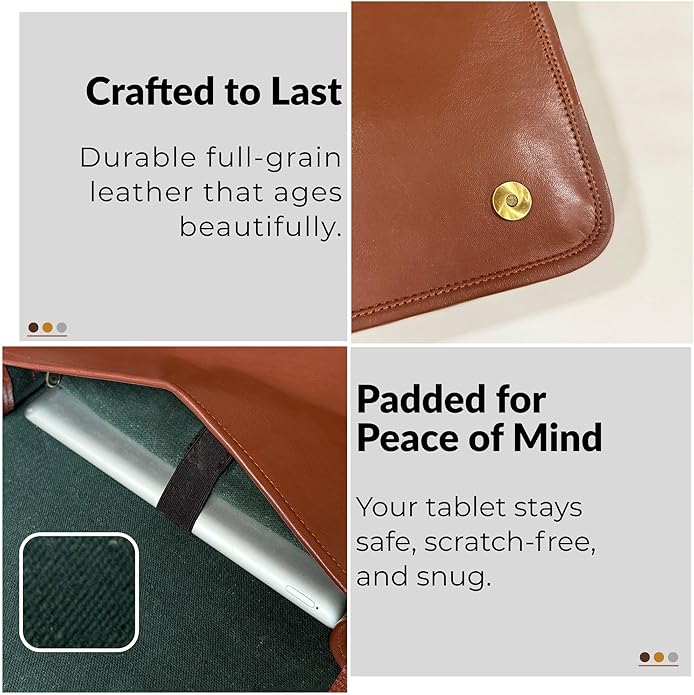 RUSTIC TOWN Leather Satchel iPad Tablet Bag - Leather Saddle Bag Purse - Small Shoulder Bag for Men and Women