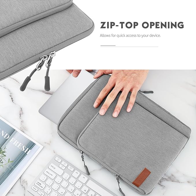 MoKo Laptop Sleeve Bag for 13.3-14 Inch, Notebook Carrying Case with Pocket Fits New MacBook Pro M3/M2 14" /13" M2/M1 Pro/M1 Max 14.2 2023-2021/Air 13.6" M2 2022, Surface Pro 9/8 13", Light Gray