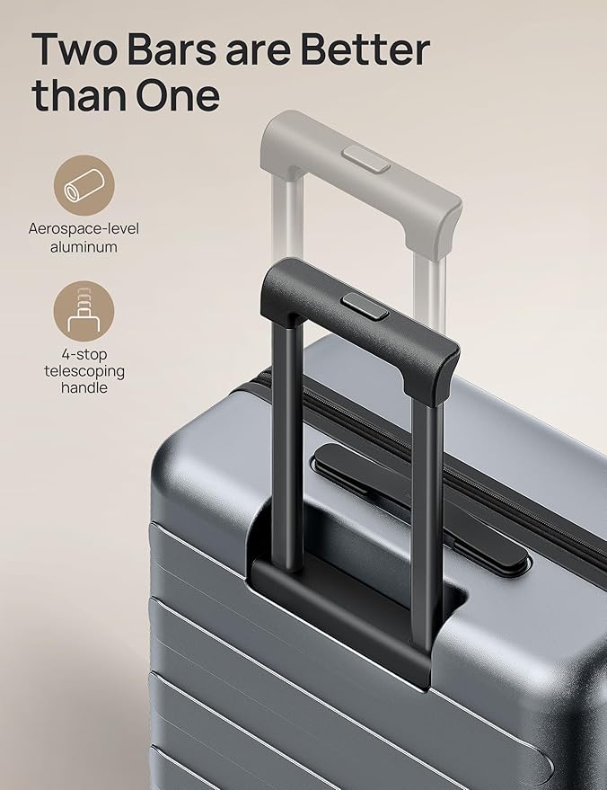 NINETYGO Luggage Sets 2 Piece, Carry On Luggage Airline Approved, Large Checked Luggage with Smooth Spinner Wheels, Expandable, Hard Shell PC Suitcase Sets, TSA Approved, 20in/28in (Grey, Rhine Max)