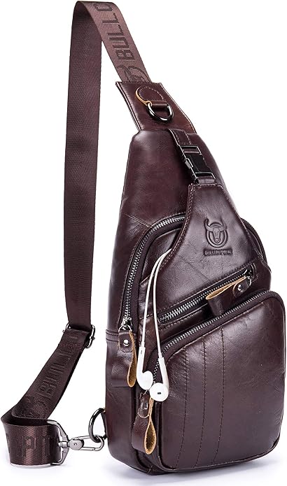 Cross body Bags for Men Leather Sling Bag Casual Daypacks Chest Bags Shoulder Bag Travel Hiking Backpacks