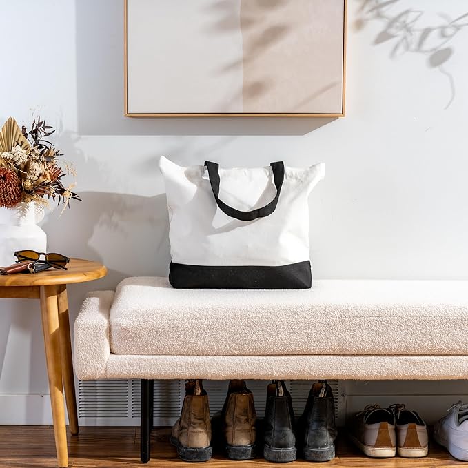 Carrywell |Not Made In China| 24 Pack Cotton Tote Bags, Lightweight Reusable Grocery Shopping Bag, Blank Bulk Cloth Totes with Handles, Great For Custom Screen Print and Gifts (15"x16")