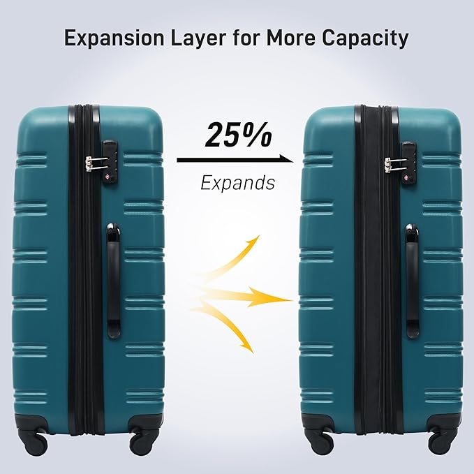 Merax Luggage Sets of 3 Piece Carry on Suitcase Airline Approved,Hard Case Expandable Spinner Wheels (Blue Green)