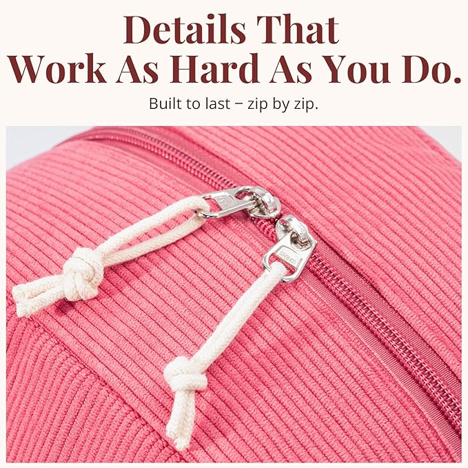 Insulated Lunch Bag for Women Men, Stylish Corduroy Tote Bag with Aluminum Lining, Large Capacity Reusable Cooler for Work, Travel, or Beach, Raspberry Pink Lunch Box