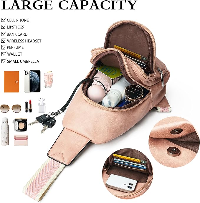 Sling Bag Crossbody Bags for Women Small Cross Body Bag Fanny Packs Chest Sling Purse for Daily Travel Leisure Sport