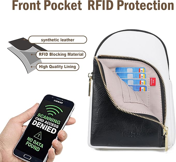 INICAT RFID Blocking Sling Bag Leather Crossbody Bags for Women Fanny Pack Cross Body for Woman Chest Bag for Travel 1.9L