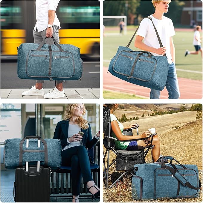 Vomgomfom Travel Duffle Bag for Men,65L 85L 115L Foldable Travel Duffel Bag with Shoes Compartment Overnight Bag for Men Women