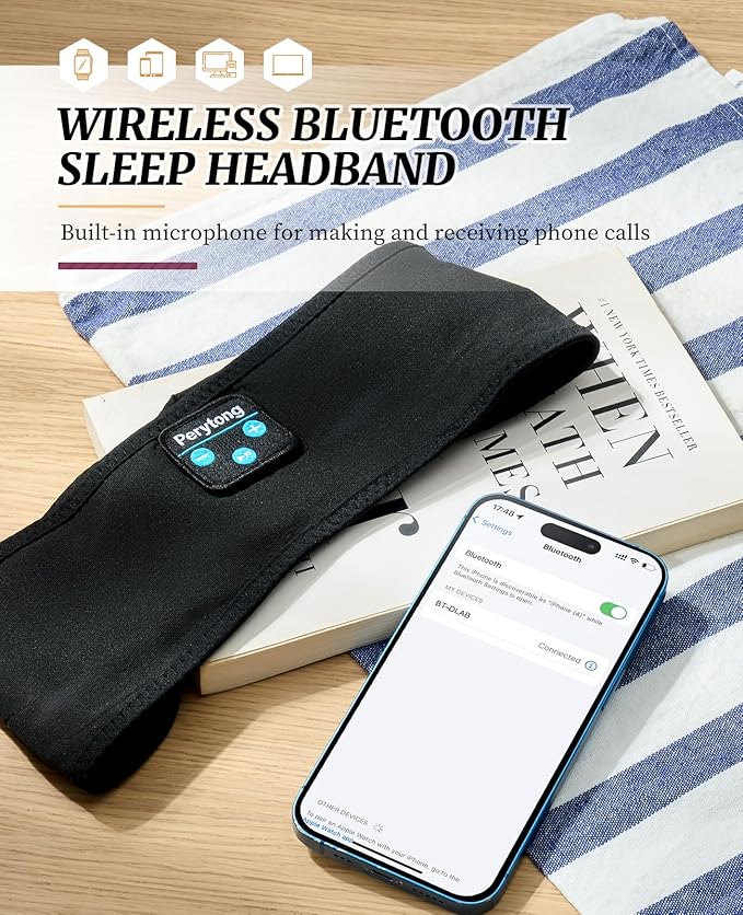 Sleep Headphones for Sleeping, Bluetooth Wireless Sports Headband, Cozy Lightweight Headband Headphones Hi-Fi Stereo Ergonomic ASMR Sleep Headphone Cool Gadget Gift for Women Men