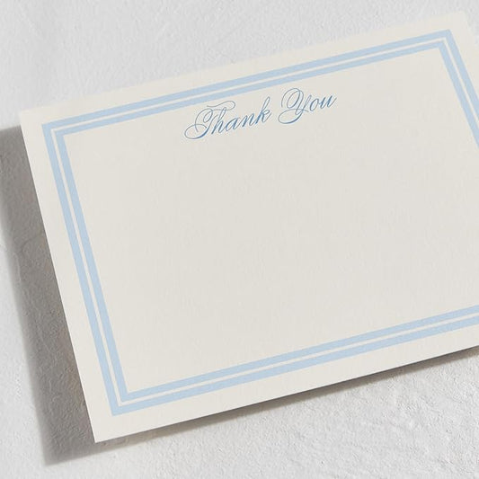 Minted Classic Start Stationery Cards, Blank Thank You Cards and Envelopes, Thank You Notes for Handwritten Messages, Note Cards & Stationery Set for Women and Men, Powder Blue Color Theme