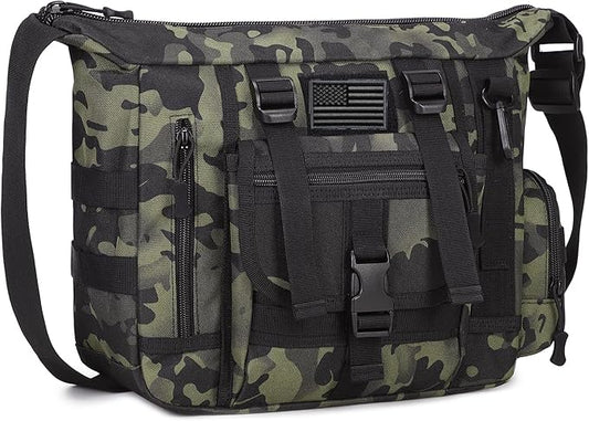ArcEnCiel Tactical Messenger Bag Men MOLLE Sling Shoulder Pack with Patch
