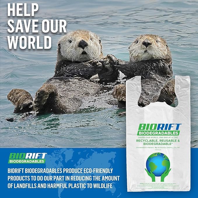 Biodegradable Thank You Bags | 1000 Count - Bulk | Extra Thick, Strong, Recyclable, & Reusable | 100% Biodegradable Shopping Bags, Grocery/Restaurant/Supermarket | 12" x 6.5" x 22" |