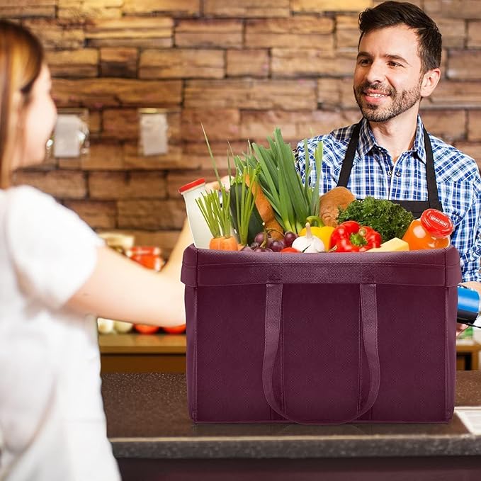 WISELIFE Reusable Grocery Shopping Bags 10 Pack Large Foldable Tote Bags Bulk,Eco Produce Bags with Long Handle for Shopping Groceries Clothes(5 Assorted Colors)