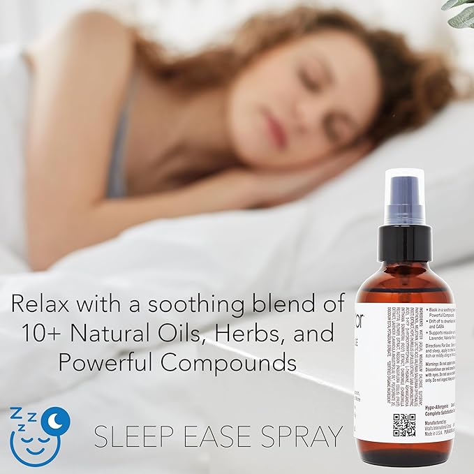 PURA D'OR 3.38 Oz Sleep Ease Spray – Relaxing Mist with Botanical Extracts – Infused with Melatonin, Magnesium & GABA – Supports Tranquility & Relaxation