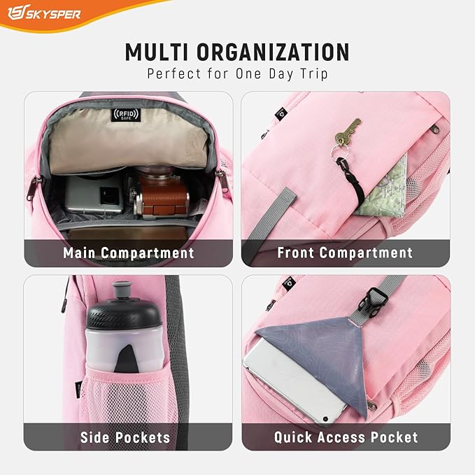 SKYSPER Sling Bag RFID Cross Body Bag Recycled Crossbody Backpack Travel Daypack