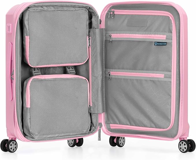 Traveler's Choice Pagosa Indestructible Hardshell Expandable Spinner Luggage, Pink, 22-Inch Carry-on