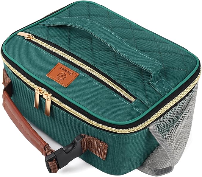 Genteen Lunch Box Lunch bag for Kids Boys Men Women Adults - Insulated Small LunchBox Reusable, Zip Closure & Buckle Handle, Portable Cooler for Work, School, Travel (Lake Green)
