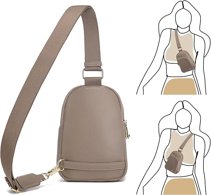 INICAT RFID Blocking Sling Bag Leather Crossbody Bags for Women Fanny Pack Cross Body for Woman Chest Bag for Travel 1.9L