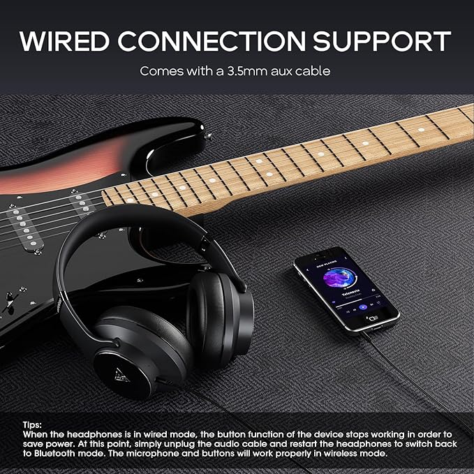 DOQAUS Bluetooth Headphones Over Ear Wireless Headphone, 90H Playtime and 3EQ Modes with Mic, HiFi Stereo Sound, Deep Bass, Memory Foam Cups, for Phone PC Travel Home Office