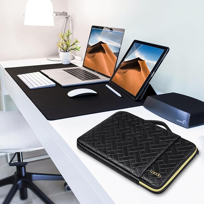 Lacdo 360° Protective 15-15.6 Inch Laptop Sleeve Case for Acer HP Dell ASUS Laptop, Acer Aspire 15, HP Pavilion/Envy 15, Dell Inspiron 15, ThinkPad/IdeaPad 15, ASUS Zenbook Computer Bag, Elegant Black