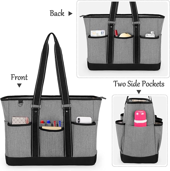 Trunab Teacher Utility Tote Bag with Multiple Pockets, Padded Compartment for 15.6" Laptop for working