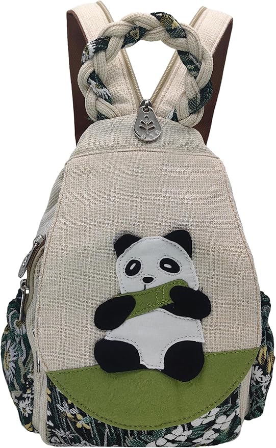 HUANGGUOSHU Women Cotton Woven Bohemian Hemp Boho Canvas Embroidery Multi Pocket Retro Cute Backpack Wallet Backpack（Lotus）