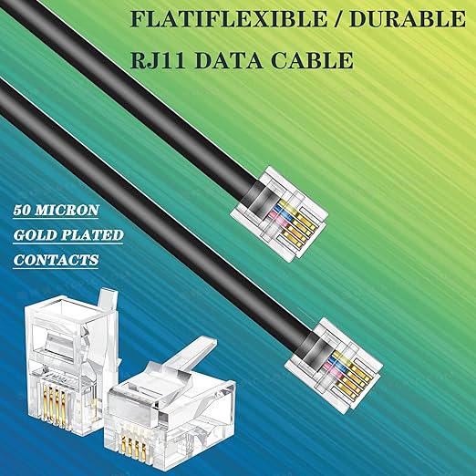 Telephone Extension Cord Phone Cable Line Wire, with Standard RJ11 Plug (25FT-Black)
