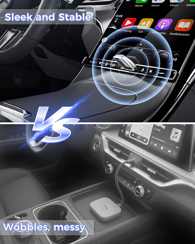 Wireless CarPlay Adapter 2025 Upgrade, Mini USB Design Converts Wired Car Play to Wireless, Plug and Play, Ultra-Low Latency Fast Stable Connection Compatible with iPhone 6+(Silver)