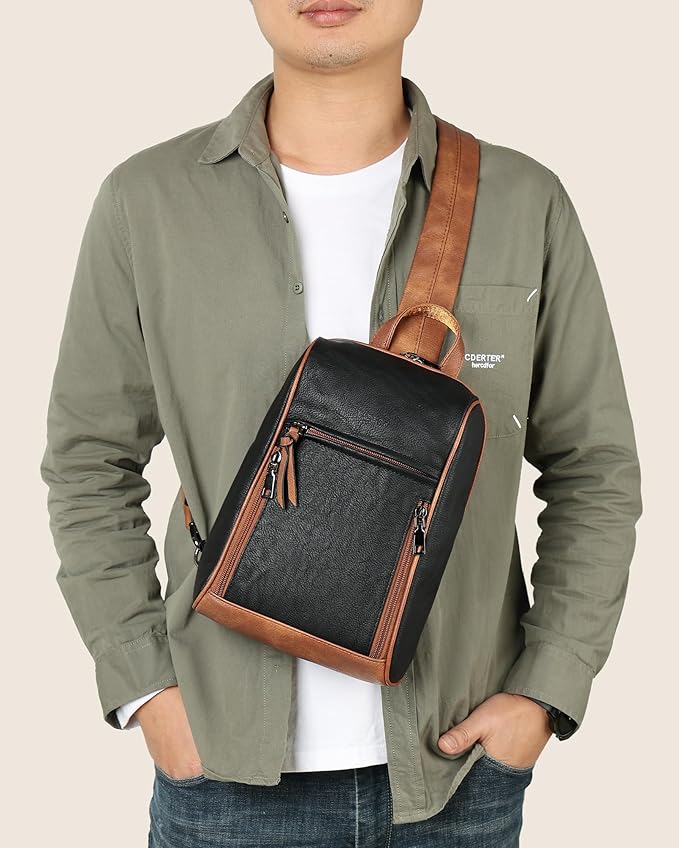 FADEON Sling Bag for Women Crossbody Purse Sling Bags, Designer Sling Purses Medium Travel Multi-Pocket Sling Backpack