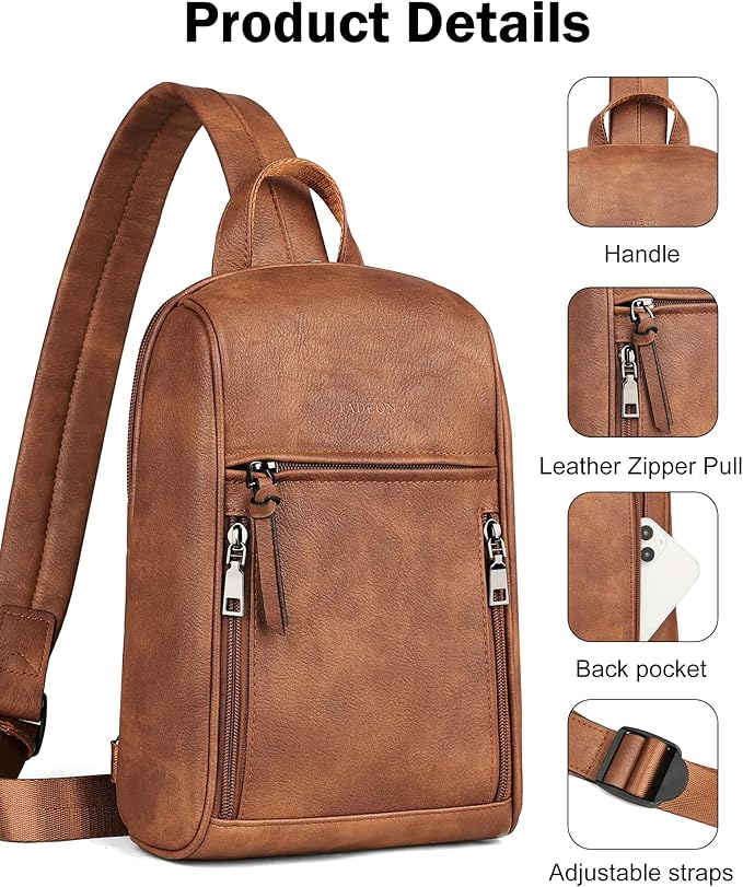 FADEON Sling Bag for Women Crossbody Purse Sling Bags, Designer Sling Purses Medium Travel Multi-Pocket Sling Backpack