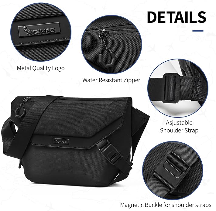 OIWAS Crossbody Bag Men Messenger Bag Shoulder Bag Fit 10inch Ipad Sling bag for Men Minimalist Business Bag for Work