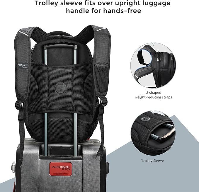 Travel Backpack For Men, Business Laptop Backpack With USB Charging Port, Fits 15.6" Computer, Black