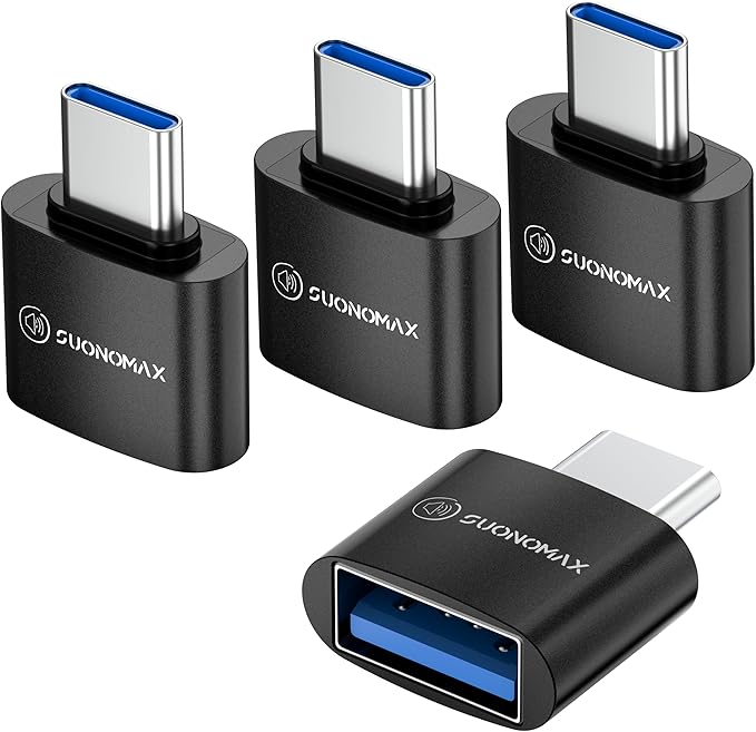 USB C to USB A Adapter,USBC Male to A Female 3.0 OTG MacBook Pro/Air USB Adapter,Type C Thunderbolt 3 Converter for Apple iPhone 16 15,Flash Thumb Drive,Mac,iPad,Samsung Galaxy S25 S24 4 Pack