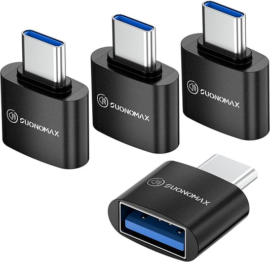 USB C to USB A Adapter,USBC Male to A Female 3.0 OTG MacBook Pro/Air USB Adapter,Type C Thunderbolt 3 Converter for Apple iPhone 16 15,Flash Thumb Drive,Mac,iPad,Samsung Galaxy S25 S24 4 Pack