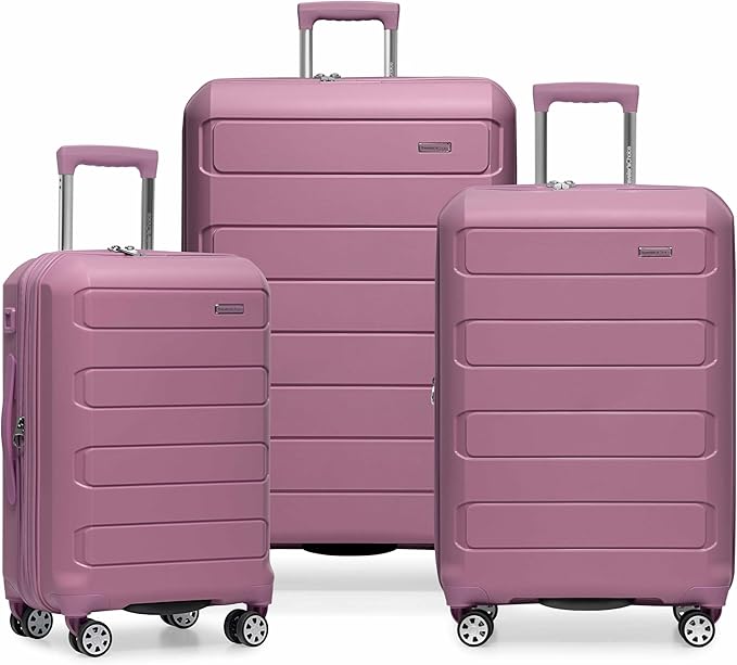 Traveler's Choice Pagosa Indestructible Hardshell Expandable Spinner Luggage, Mauve, 3-Piece Set (22/26/30)