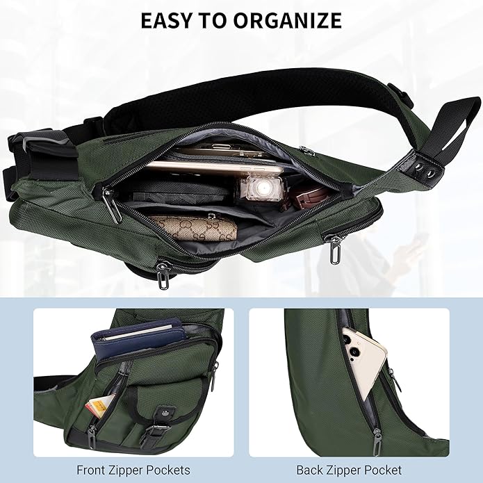 WITZMAN Sling Bag for Men Crossbody Bags Travel Slim Chest Bag One Strap Lightweight Casual Daypack