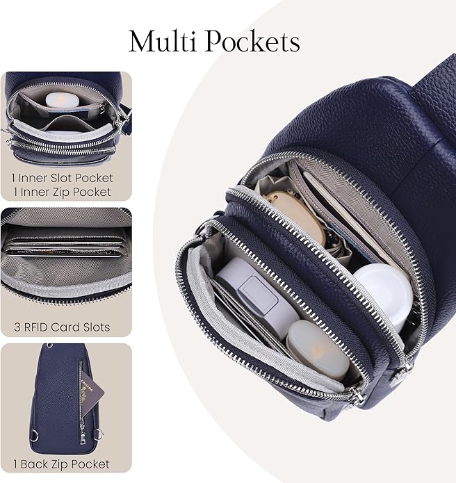 befen Genuine Leather Small Sling Bag for Women Anti-Theft Crossbody Chest Bags Fanny Packs for Travel with RFID Card Slots