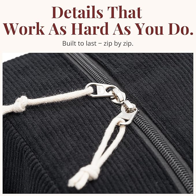 Insulated Black Lunch Bag for Men Women, Stylish Corduroy Tote with Aluminum Lining, Large Capacity Reusable Cooler for Work, Travel, Beach or Picnic, Soft Black Water-Resistant Lunch Box