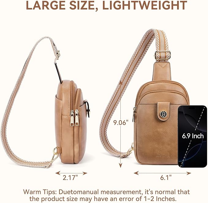 BOSTANTEN Small Sling Bag Crossbody Bags for Women Trendy Crossbody Purse Leather Chest Bag